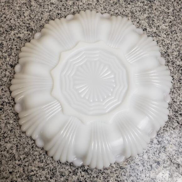 Lot of 2 Anchor Hocking Fire King Milk Glass Deviled Egg Gold Trim + Relish Tray - Picture 10 of 12